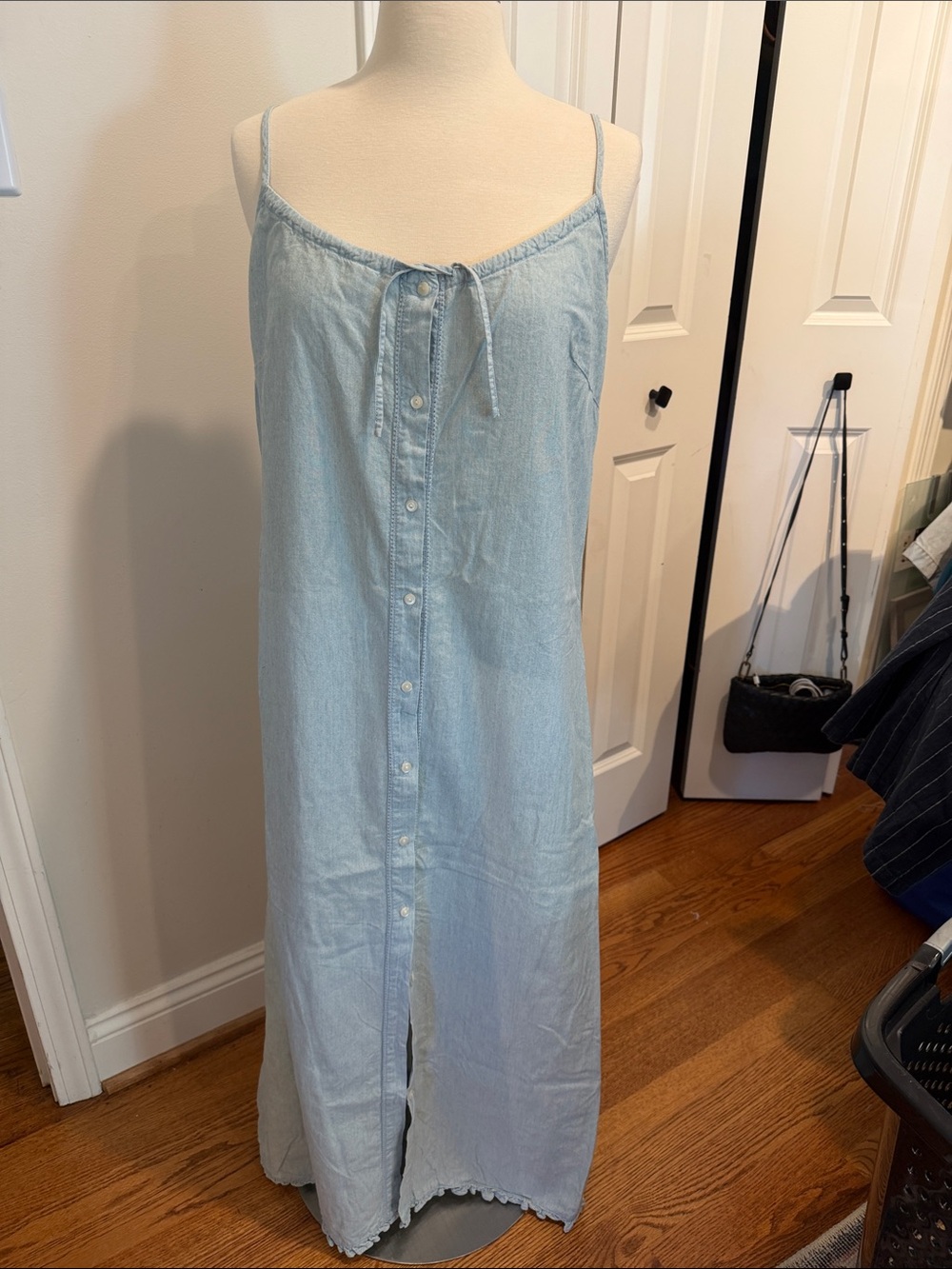 Late 90s/early 2000s Lauren Ralph Lauren Light Blue Button-Front Maxi Dress